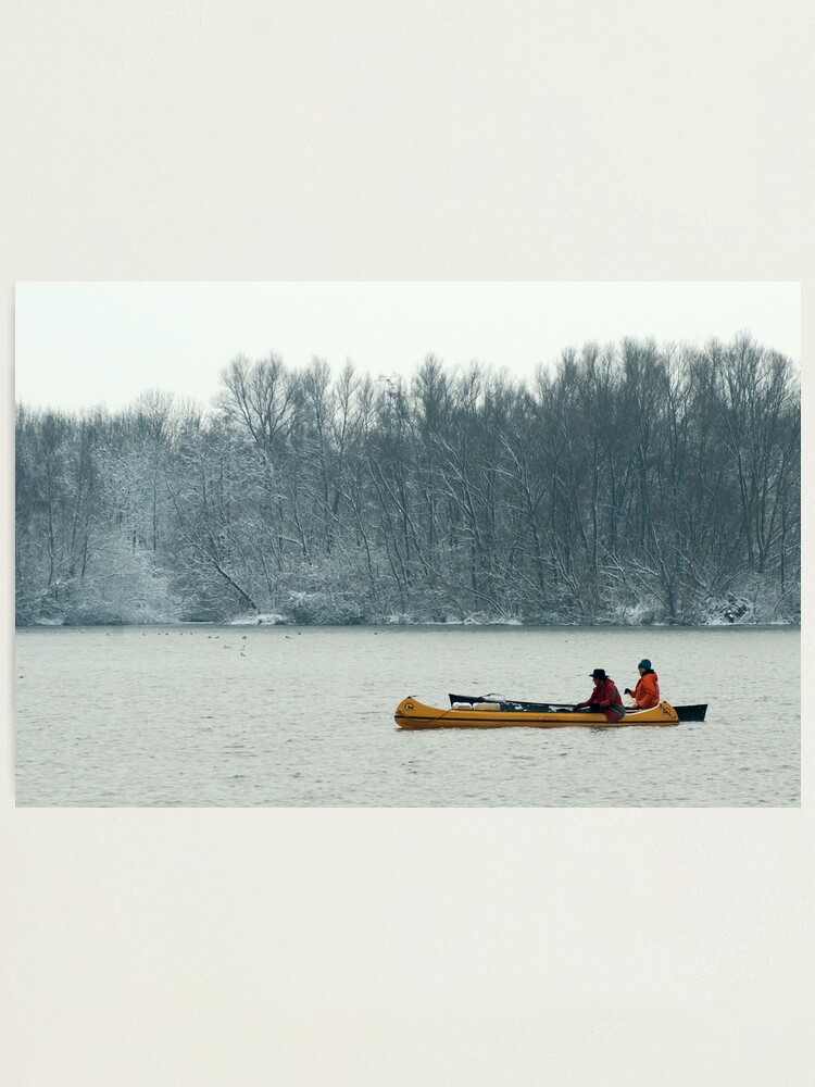 Alternate view of Two canoes on a winter lake Photographic Print