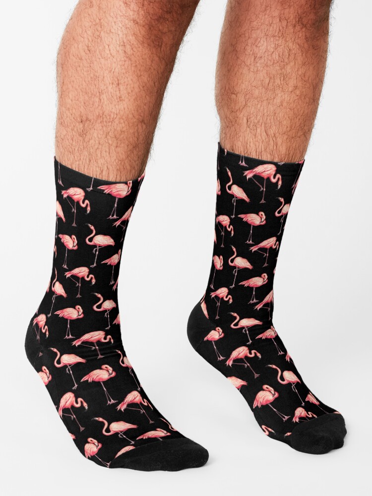 Alternate view of Flamingo Pattern - Black Socks
