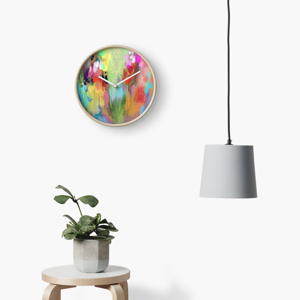 Red Flower Candy Meadow Clock