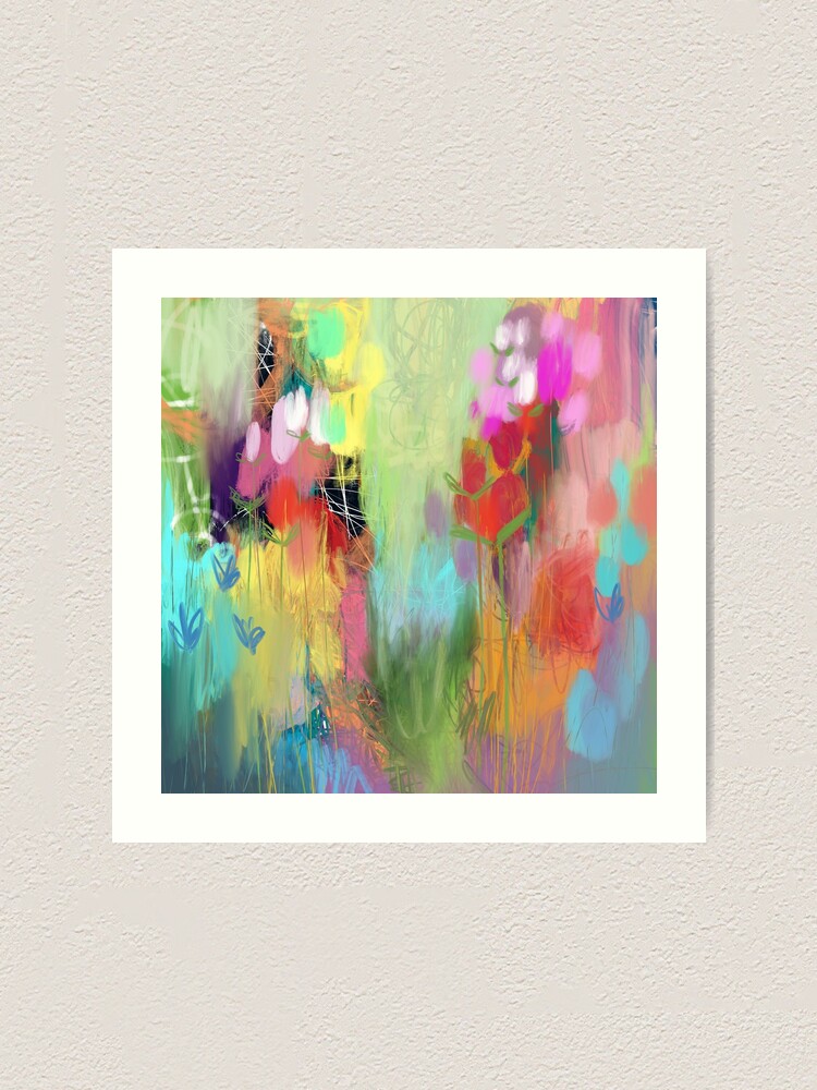 Alternate view of Red Flower Candy Meadow Art Print