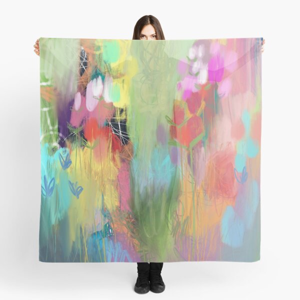 Red Flower Candy Meadow Scarf