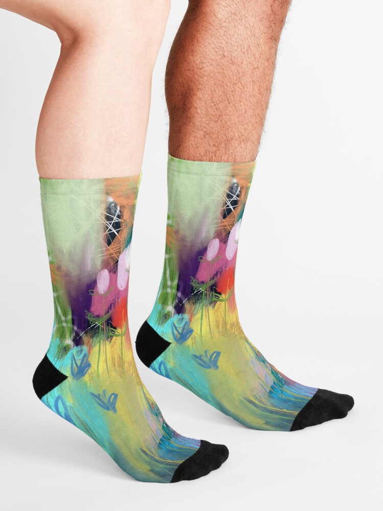 Alternate view of Red Flower Candy Meadow Socks