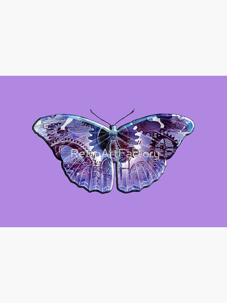 Steampunk Butterfly - Blue and Purple by RetroArtFactory