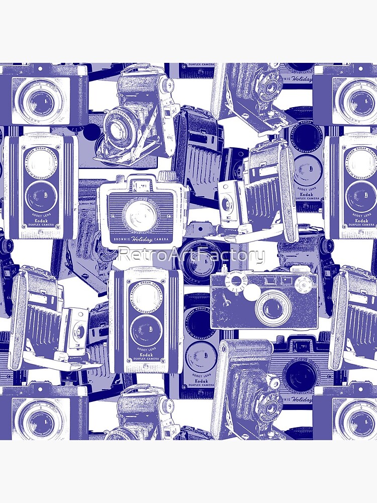 Vintage Camera Pattern in Blue by RetroArtFactory
