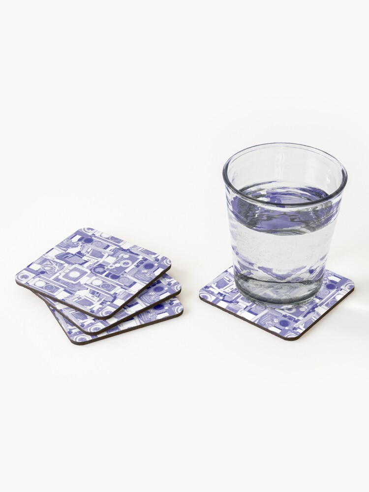 Alternate view of Vintage Camera Pattern in Blue Coasters (Set of 4)