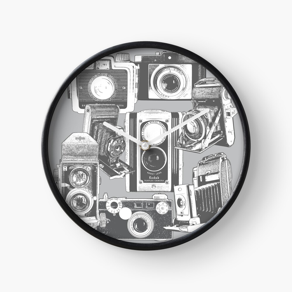 Vintage Camera Collage Clock