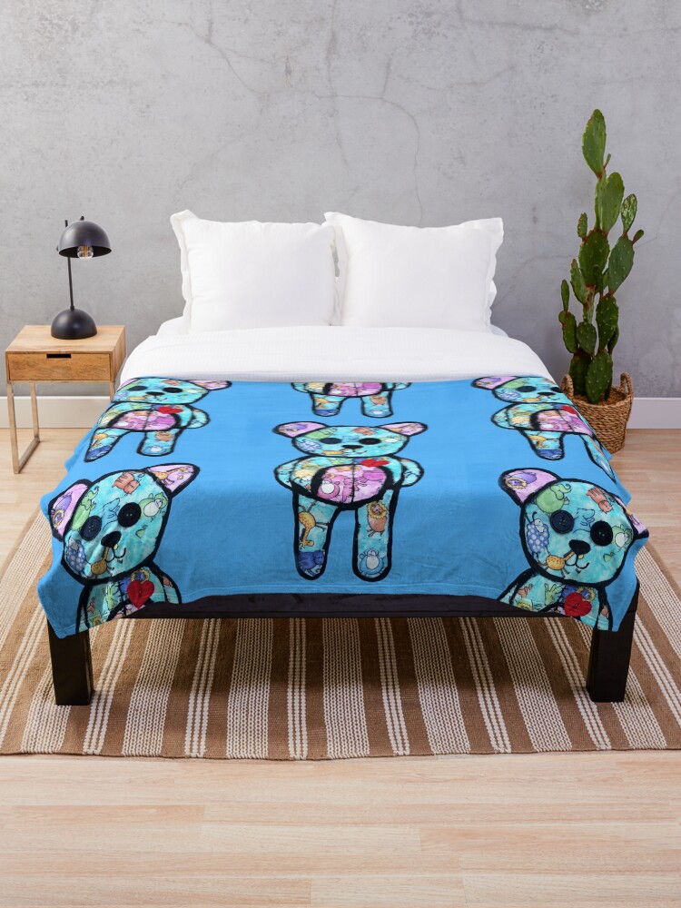 "Blue Teddy Bear" Throw Blanket by BleedStainArt Redbubble