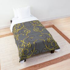 Floral motif in slate and yellow Comforter