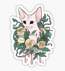 Light Floral Feline Sticker