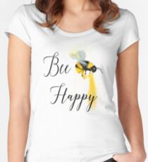 Bee Happy.......That is all! Fitted Scoop T-Shirt