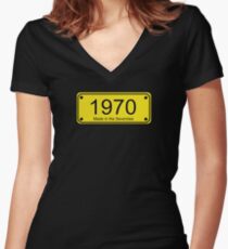 70s Number License Plate T-Shirt ~ 1970 ~ Born in the Seventies Clothing Fitted V-Neck T-Shirt