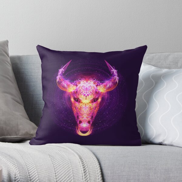 Taurus Zodiac Lightburst Throw Pillow