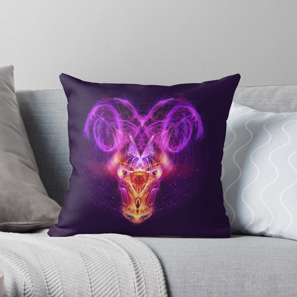 Aries Zodiac Lightburst Throw Pillow