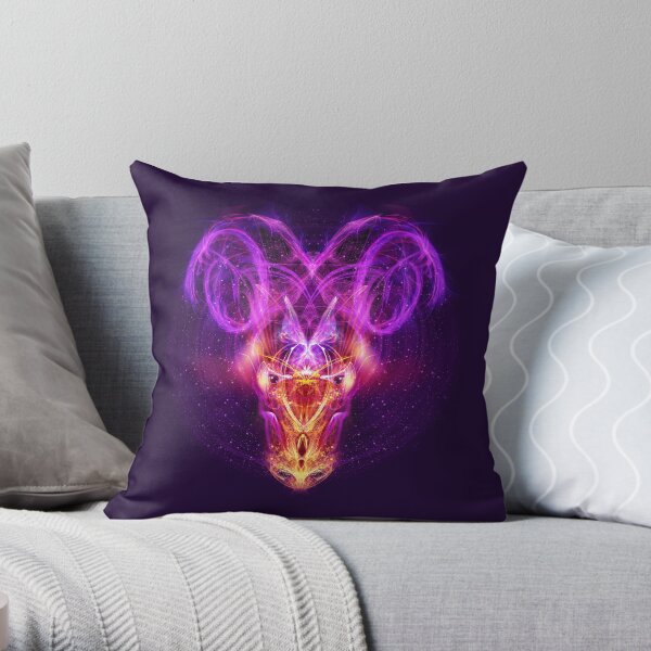 Aries Zodiac Lightburst Throw Pillow