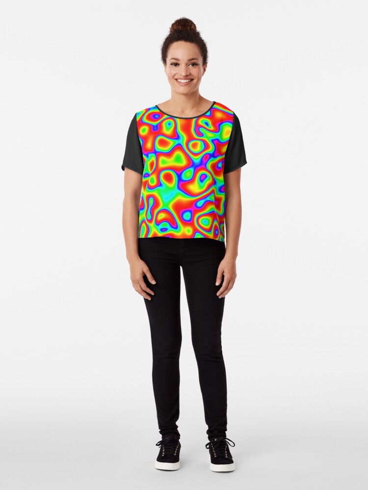 Alternate view of Rainbow Chaos Abstraction II Chiffon Top