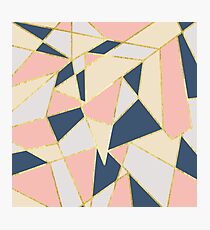 Girly Geometric Triangles with Faux Gold Photographic Print