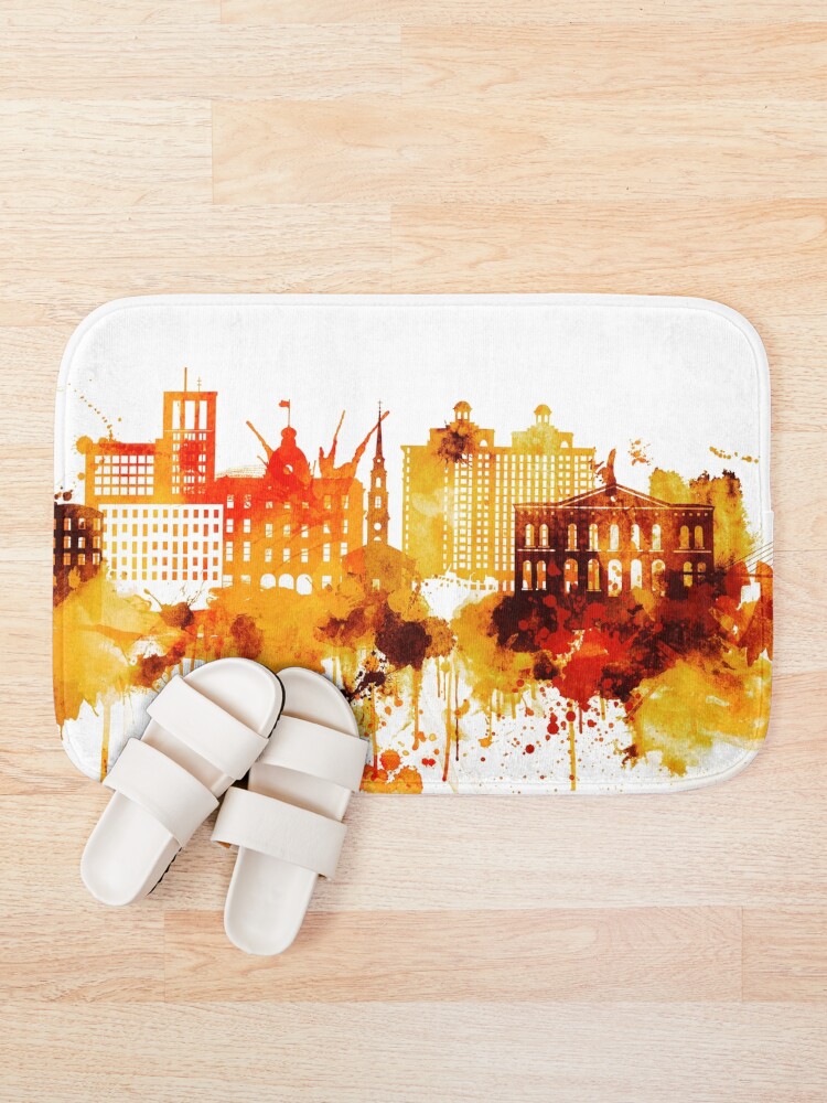 Alternate view of Savannah Georgia Red Yellow Skyline Bath Mat