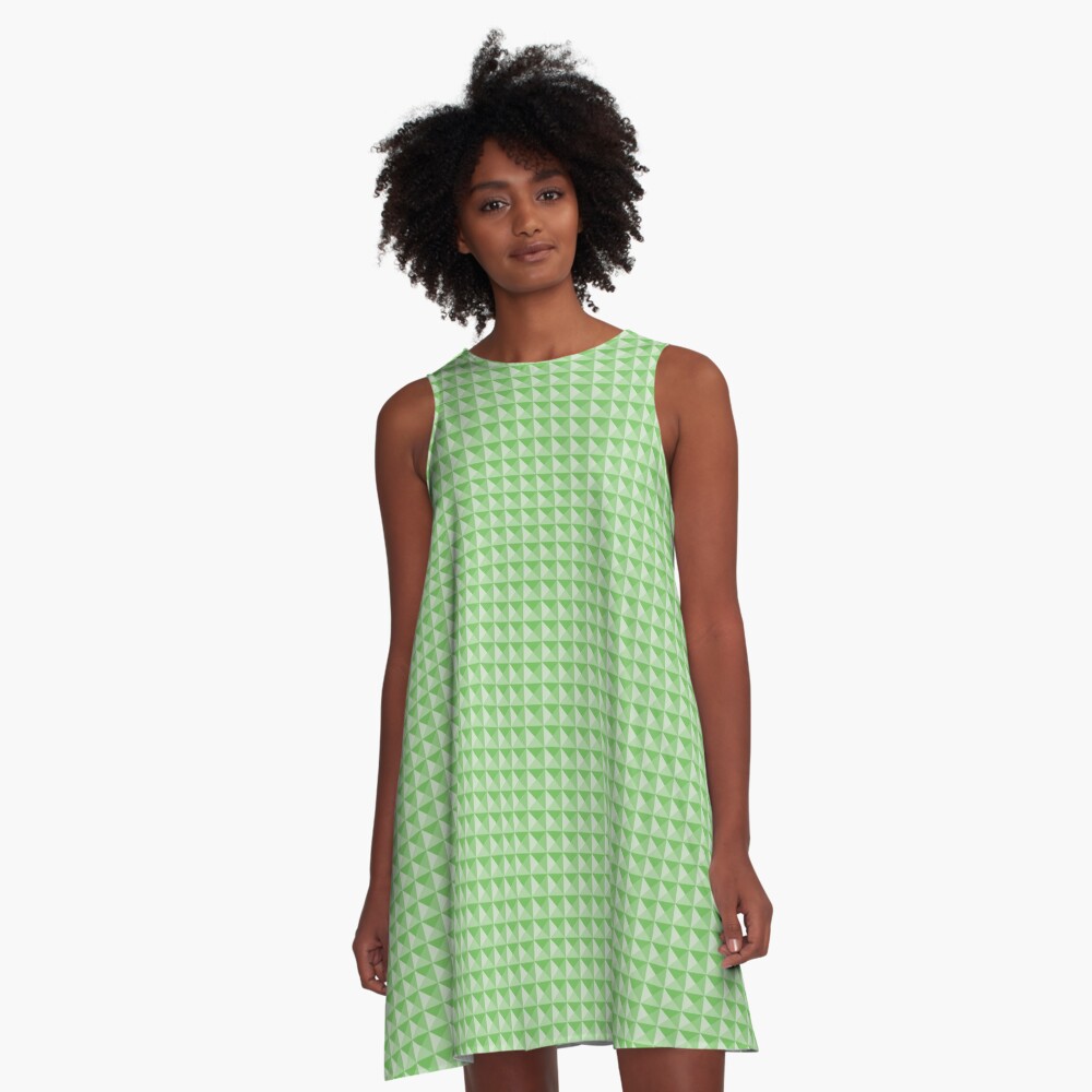 Geometric Pattern: Pyramid: Green Light A-Line Dress