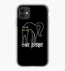 Cat Pose 1 - Cat Yoga (white text) iPhone Case