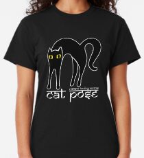 Cat Pose 1 - Cat Yoga (white text) Classic T-Shirt
