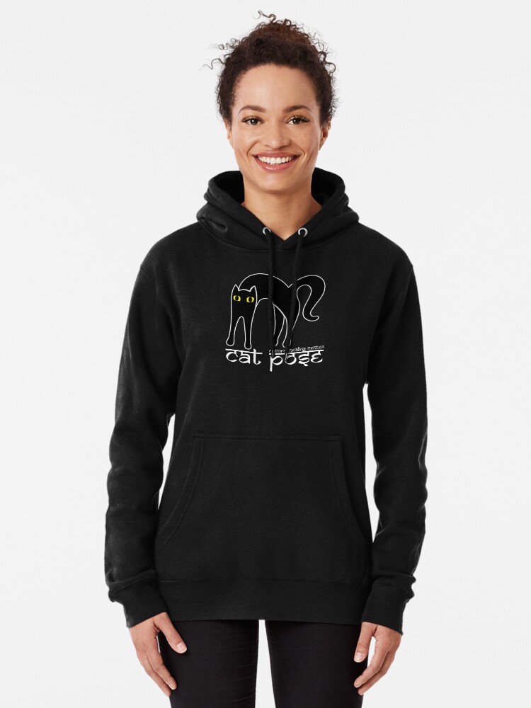 Alternate view of Cat Pose 1 - Cat Yoga (white text) Pullover Hoodie