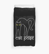 Cat Pose 1 - Cat Yoga (white text) Duvet Cover