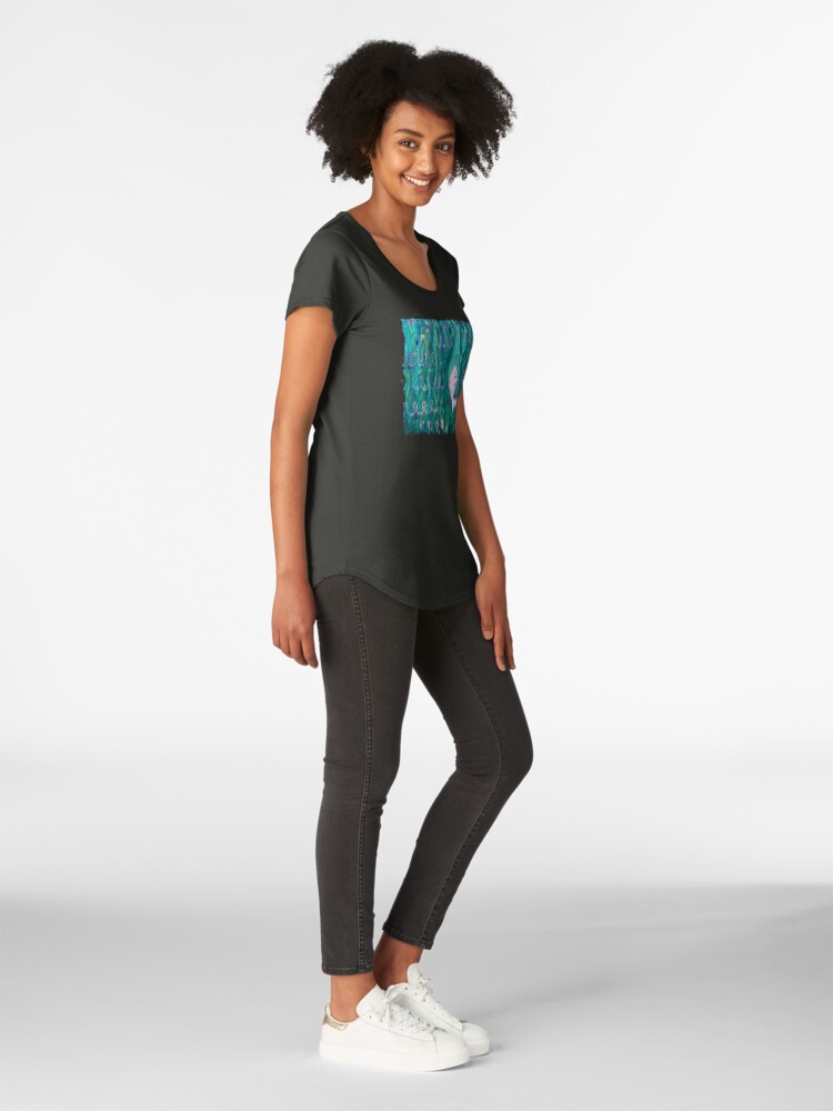 Alternate view of Shy Little Mermaid in the Seaweed Premium Scoop T-Shirt