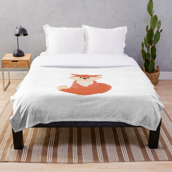 Cute fox vector cartoon illustration Throw Blanket
