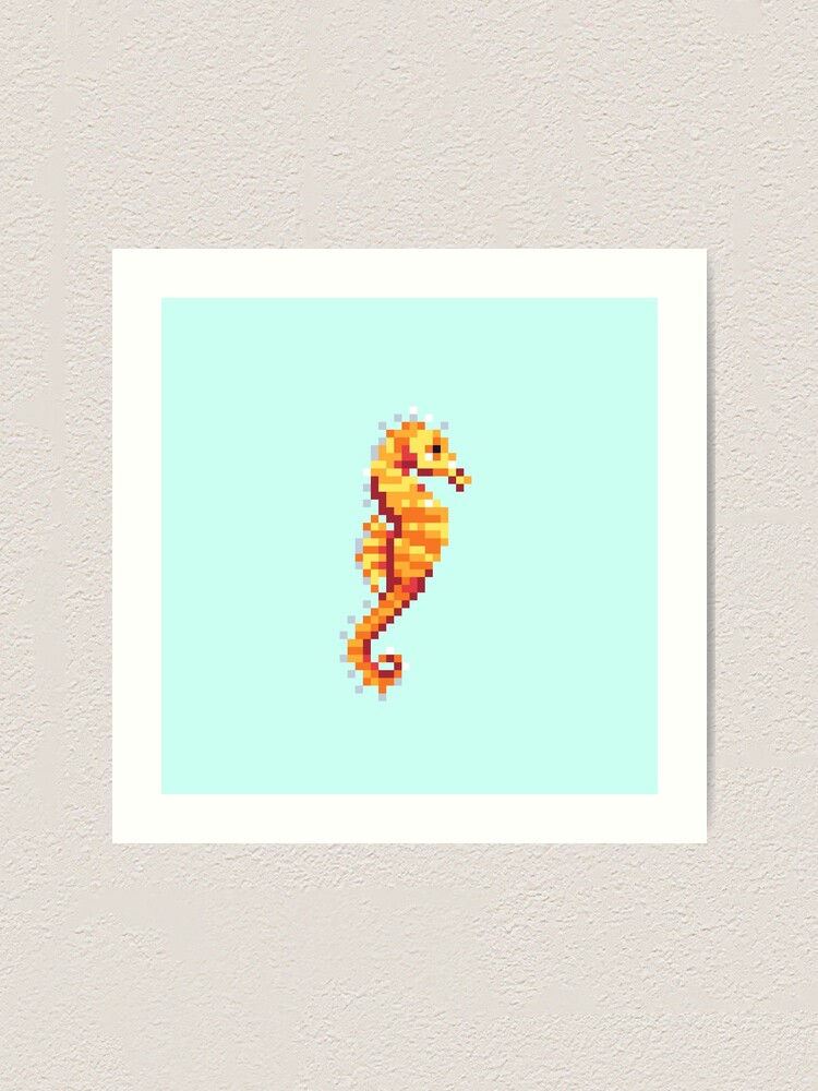Alternate view of Seahorse Pixels Art Print
