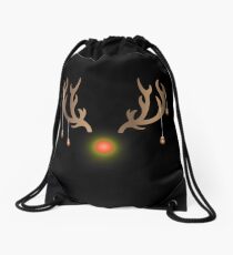 Glowing Rudolph Silhouette print Drawstring Bag