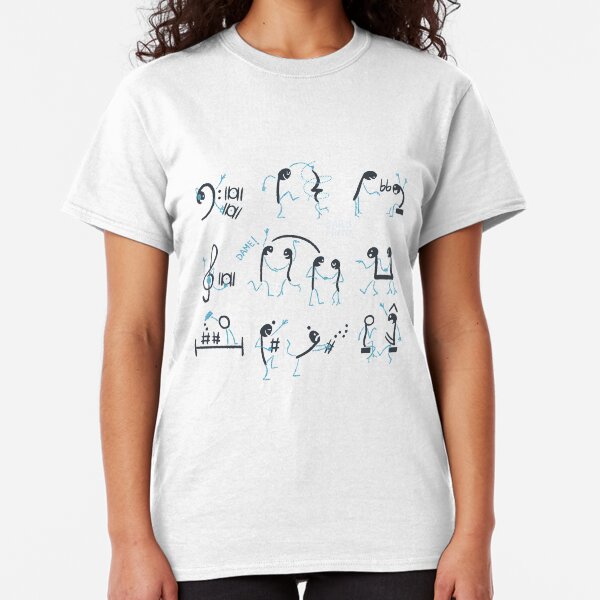 Notas musicales bailando salsa en un pentagrama Camiseta clásica