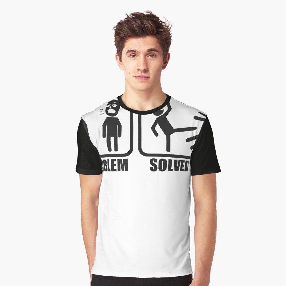 Problem Solved Rick Kicking Jerry Graphic T-Shirt
