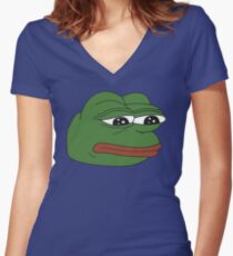 Pepe the frog - Sad frog Women's Fitted V-Neck T-Shirt