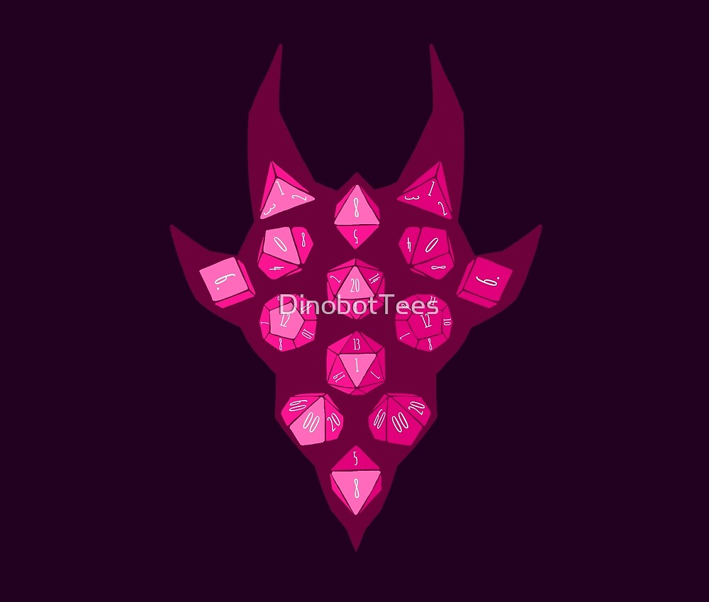 "Dice Dragon 2020 Pink" by DinobotTees Redbubble