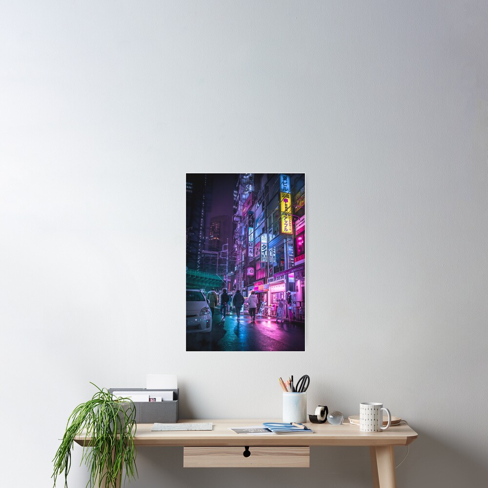Cyberpunk Aesthetic in Tokyo Japan Poster