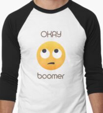 Okay Boomer Rolling Eye Emoji Baseball ¾ Sleeve T-Shirt