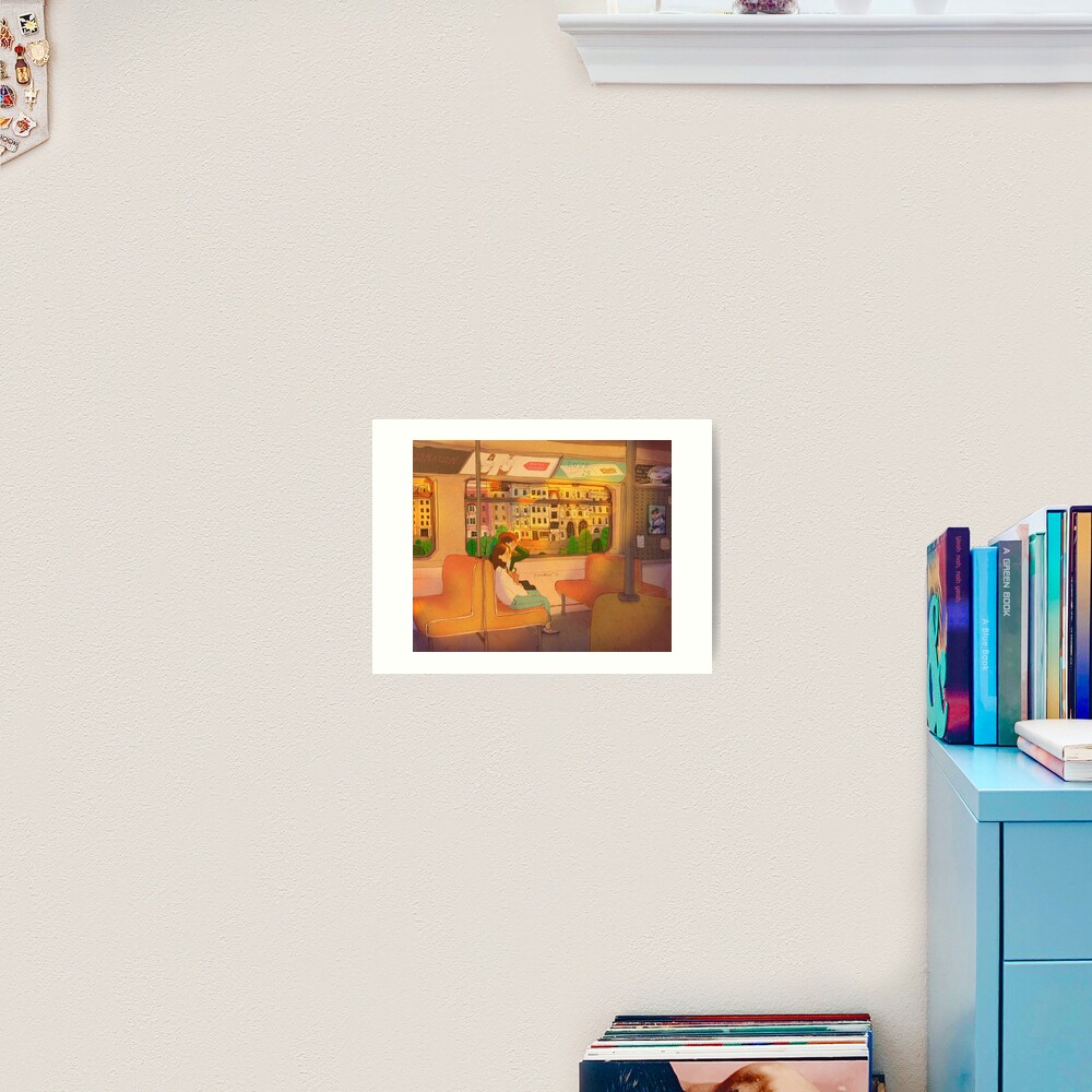 I drowsed off and leaned slightly on his shoulder Art Print