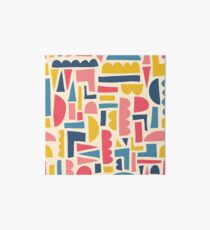 Kids Shapes Collage Blue Pink Yellow Art Board Print