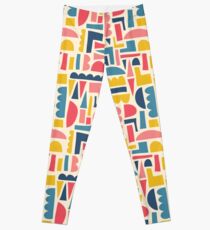 Kids Shapes Collage Blue Pink Yellow Leggings