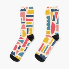 Kids Shapes Collage Blue Pink Yellow Sock