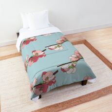 Pink on Blue Blossoms Comforter