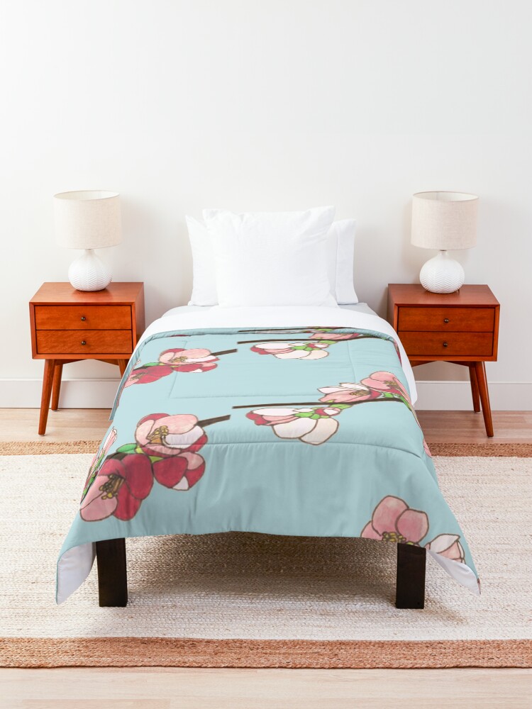 Alternate view of Pink on Blue Blossoms Comforter