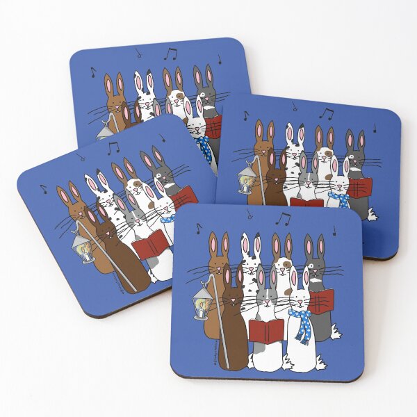 Bunny Christmas Carolers Coasters (Set of 4)