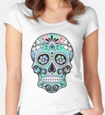 Sugar Skull Hologram Women's Fitted Scoop T-Shirt