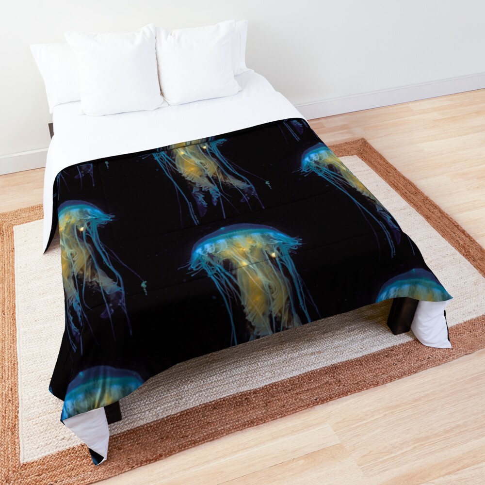 Juvenile Jelly on Black Comforter