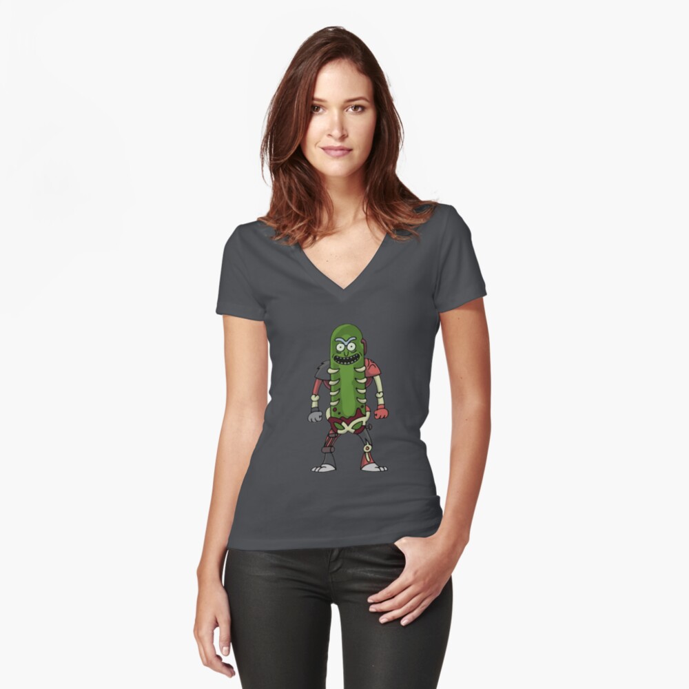 Pickle rick Fitted V-Neck T-Shirt