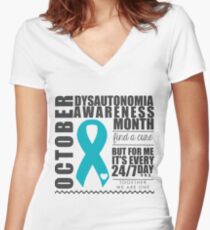 October - Dysautonomia Awareness Month Women's Fitted V-Neck T-Shirt