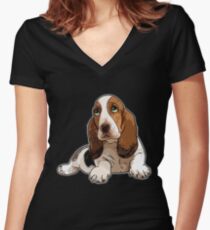 Basset Hound Women's Fitted V-Neck T-Shirt