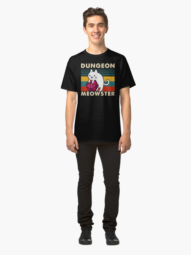 Vista alternativa de Camiseta clásica Dungeon Meowster Divertido DnD Tablero Gamer Cat D20