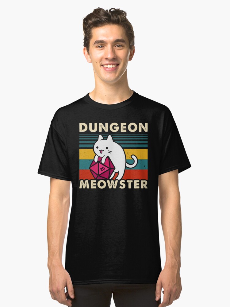 Vista alternativa de Camiseta clásica Dungeon Meowster Divertido DnD Tablero Gamer Cat D20